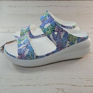 Crocs Classic Crush Butterfly Platform Heel Slip On Sandals Shoes Mens 11 Purple